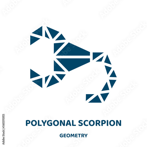 polygonal scorpion vector icon from geometry collection. scorpion filled flat symbol for mobile concept and web design. Black star glyph icon. Isolated sign, logo illustration. Vector graphics.