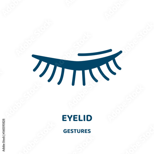 eyelid vector icon from gestures collection. eye filled flat symbol for mobile concept and web design. Black human glyph icon. Isolated sign, logo illustration. Vector graphics.