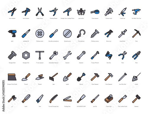 Set of tools and equipment icon.
