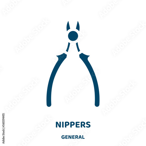 nippers vector icon from general collection. industry filled flat symbol for mobile concept and web design. Black instrument glyph icon. Isolated sign, logo illustration. Vector graphics.