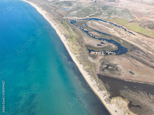 Pamucak Beach has a very large beach with a length of 7 km and a width of 80 m. Menderes deltasi. photo