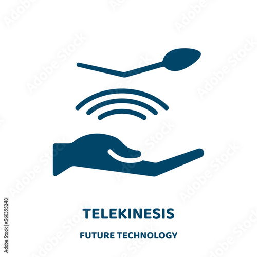 telekinesis vector icon from future technology collection. power filled flat symbol for mobile concept and web design. Black flying glyph icon. Isolated sign, logo illustration. Vector graphics.