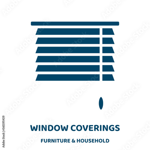 window coverings vector icon from furniture & household collection. window filled flat symbol for mobile concept and web design. Black house glyph icon. Isolated sign, logo illustration. Vector .