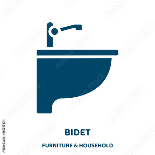 bidet vector icon from furniture & household collection. vector filled flat symbol for mobile concept and web design. Black bathroom glyph icon. Isolated sign, logo illustration. Vector graphics.