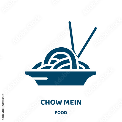 chow mein vector icon from food collection. chinese filled flat symbol for mobile concept and web design. Black lunch glyph icon. Isolated sign, logo illustration. Vector graphics.