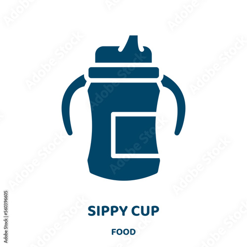 sippy cup vector icon from food collection. feeder filled flat symbol for mobile concept and web design. Black kid glyph icon. Isolated sign, logo illustration. Vector graphics.