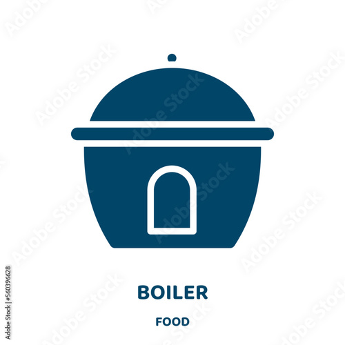 boiler vector icon from food collection. equipment filled flat symbol for mobile concept and web design. Black water glyph icon. Isolated sign, logo illustration. Vector graphics.