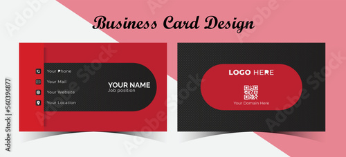 Formal red and black business card design featuring pattern inside. Modern business card template. printable business card with standard size.