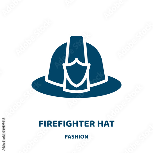 firefighter hat vector icon from fashion collection. firefighter filled flat symbol for mobile concept and web design. Black fire glyph icon. Isolated sign, logo illustration. Vector graphics.