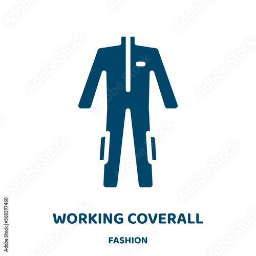 working coverall vector icon from fashion collection. work filled flat symbol for mobile concept and web design. Black coverall glyph icon. Isolated sign, logo illustration. Vector graphics.