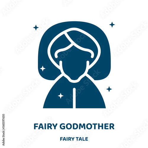 fairy godmother vector icon from fairy tale collection. magic filled flat symbol for mobile concept and web design. Black godmother glyph icon. Isolated sign, logo illustration. Vector graphics.