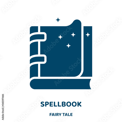 spellbook vector icon from fairy tale collection. decoration filled flat symbol for mobile concept and web design. Black cartoon glyph icon. Isolated sign, logo illustration. Vector graphics.