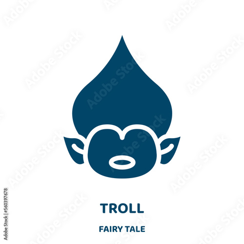 troll vector icon from fairy tale collection. internet filled flat symbol for mobile concept and web design. Black trolling glyph icon. Isolated sign, logo illustration. Vector graphics.
