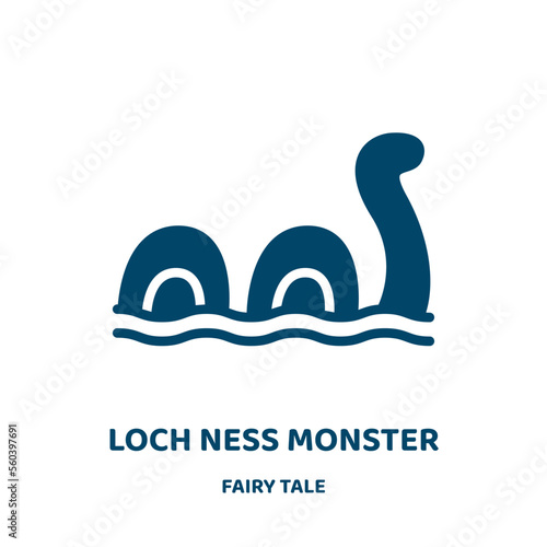 loch ness monster vector icon from fairy tale collection. fantasy filled flat symbol for mobile concept and web design. Black monster glyph icon. Isolated sign, logo illustration. Vector graphics.