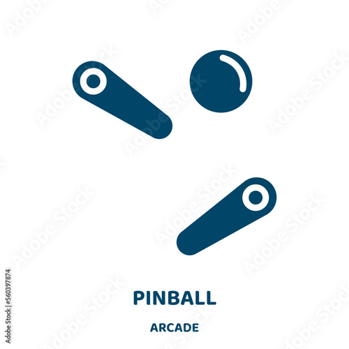 pinball vector icon from arcade collection. game filled flat symbol for mobile concept and web design. Black play glyph icon. Isolated sign, logo illustration. Vector graphics.