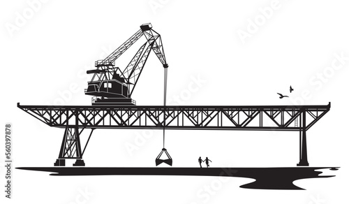 Der Stadthafen von Rostock mit Kran als Vektoren