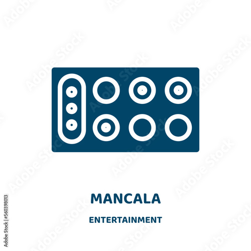 mancala vector icon from entertainment collection. play filled flat symbol for mobile concept and web design. Black game glyph icon. Isolated sign, logo illustration. Vector graphics. photo