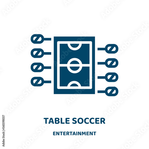 table soccer vector icon from entertainment collection. soccer filled flat symbol for mobile concept and web design. Black football glyph icon. Isolated sign, logo illustration. Vector graphics.