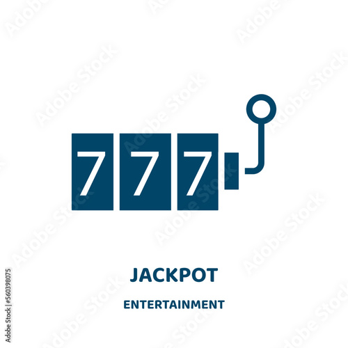 jackpot vector icon from entertainment collection. luck filled flat symbol for mobile concept and web design. Black casino glyph icon. Isolated sign, logo illustration. Vector graphics.