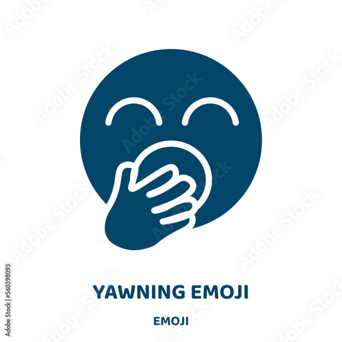 yawning emoji vector icon from emoji collection. yawn filled flat symbol for mobile concept and web design. Black emotion glyph icon. Isolated sign, logo illustration. Vector graphics.