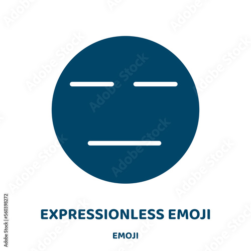 expressionless emoji vector icon from emoji collection. expressionless filled flat symbol for mobile concept and web design. Black emoticon glyph icon. Isolated sign, logo illustration. Vector .