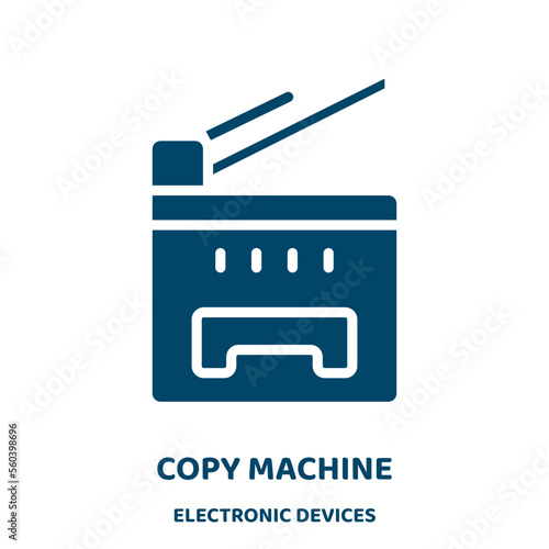 copy machine vector icon from electronic devices collection. copy filled flat symbol for mobile concept and web design. Black printer glyph icon. Isolated sign, logo illustration. Vector graphics.