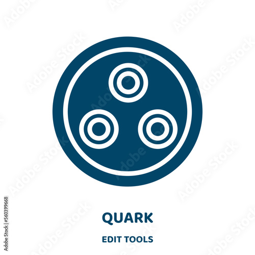 quark vector icon from edit tools collection. science filled flat symbol for mobile concept and web design. Black scientific glyph icon. Isolated sign, logo illustration. Vector graphics.