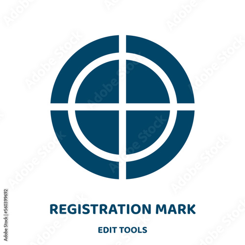 registration mark vector icon from edit tools collection. registration filled flat symbol for mobile concept and web design. Black mark glyph icon. Isolated sign, logo illustration. Vector graphics.