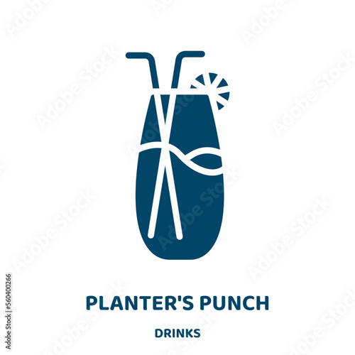 planter's punch vector icon from drinks collection. drinks filled flat symbol for mobile concept and web design. Black cocktail glyph icon. Isolated sign, logo illustration. Vector graphics.