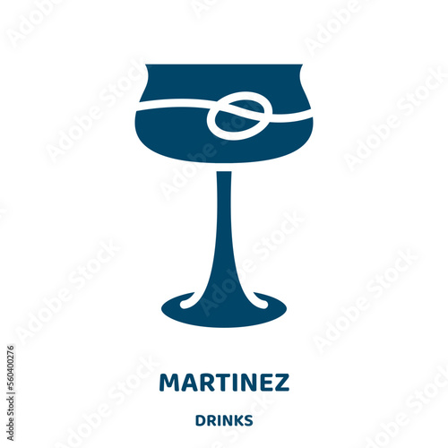 martinez vector icon from drinks collection. martini filled flat symbol for mobile concept and web design. Black beverage glyph icon. Isolated sign, logo illustration. Vector graphics.