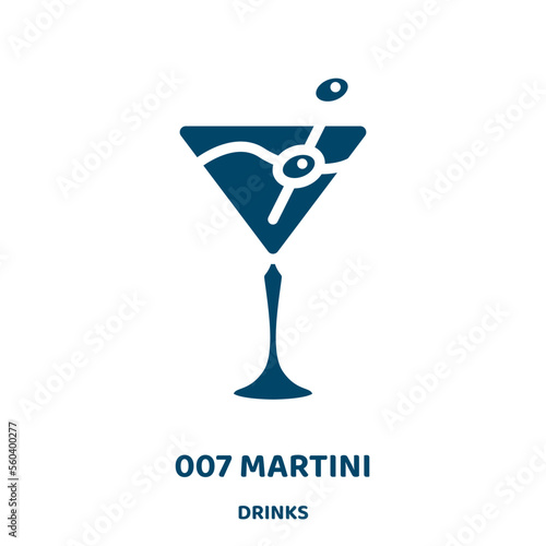 007 martini vector icon from drinks collection. drink filled flat symbol for mobile concept and web design. Black 007 glyph icon. Isolated sign, logo illustration. Vector graphics.