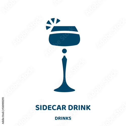 sidecar drink vector icon from drinks collection. cocktail filled flat symbol for mobile concept and web design. Black sidecar glyph icon. Isolated sign, logo illustration. Vector graphics.