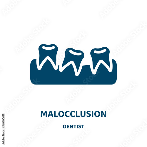 malocclusion vector icon from dentist collection. medical filled flat symbol for mobile concept and web design. Black teeth glyph icon. Isolated sign, logo illustration. Vector graphics.