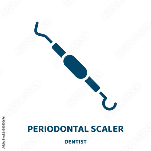 periodontal scaler vector icon from dentist collection. medical filled flat symbol for mobile concept and web design. Black health glyph icon. Isolated sign, logo illustration. Vector graphics.