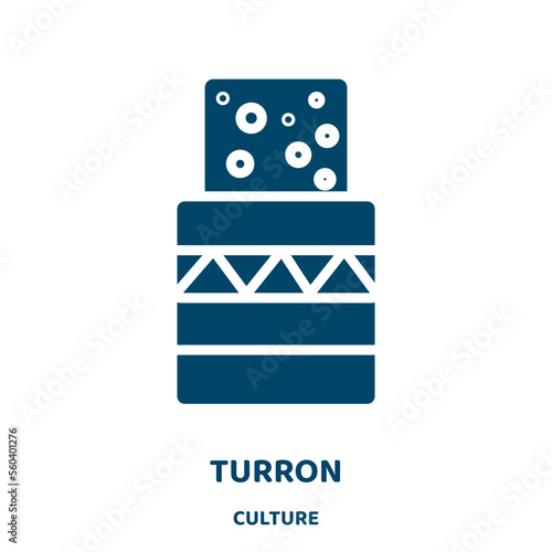 turron vector icon from culture collection. food filled flat symbol for mobile concept and web design. Black spain glyph icon. Isolated sign, logo illustration. Vector graphics.