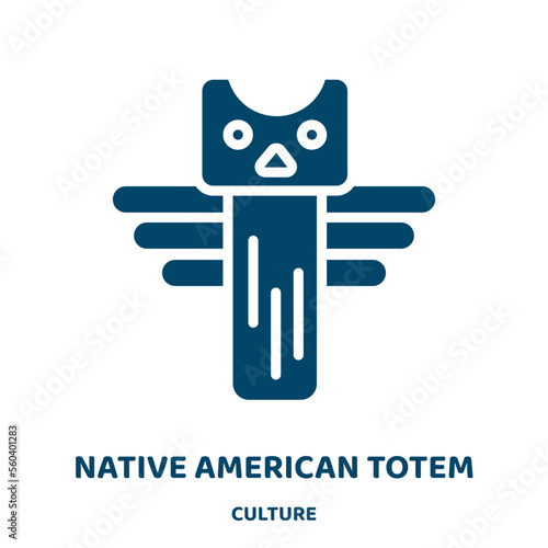 native american totem vector icon from culture collection. american filled flat symbol for mobile concept and web design. Black traditional glyph icon. Isolated sign, logo illustration. Vector .
