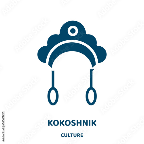 kokoshnik vector icon from culture collection. russia filled flat symbol for mobile concept and web design. Black national glyph icon. Isolated sign, logo illustration. Vector graphics.