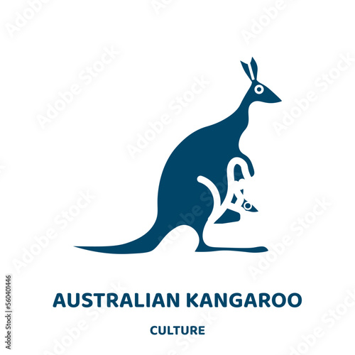 australian kangaroo vector icon from culture collection. kangaroo filled flat symbol for mobile concept and web design. Black australian glyph icon. Isolated sign, logo illustration. Vector graphics.