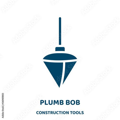 plumb bob vector icon from construction tools collection. tool filled flat symbol for mobile concept and web design. Black construction glyph icon. Isolated sign, logo illustration. Vector graphics.