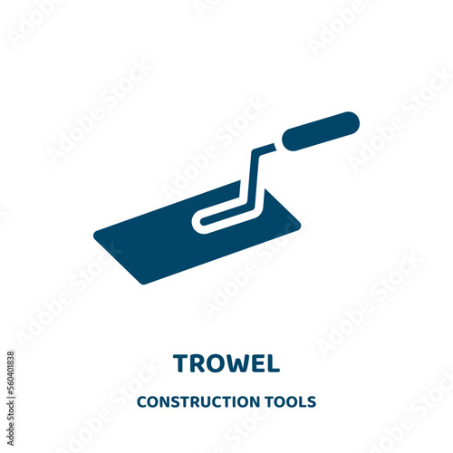 trowel vector icon from construction tools collection. construction filled flat symbol for mobile concept and web design. Black work glyph icon. Isolated sign, logo illustration. Vector graphics.