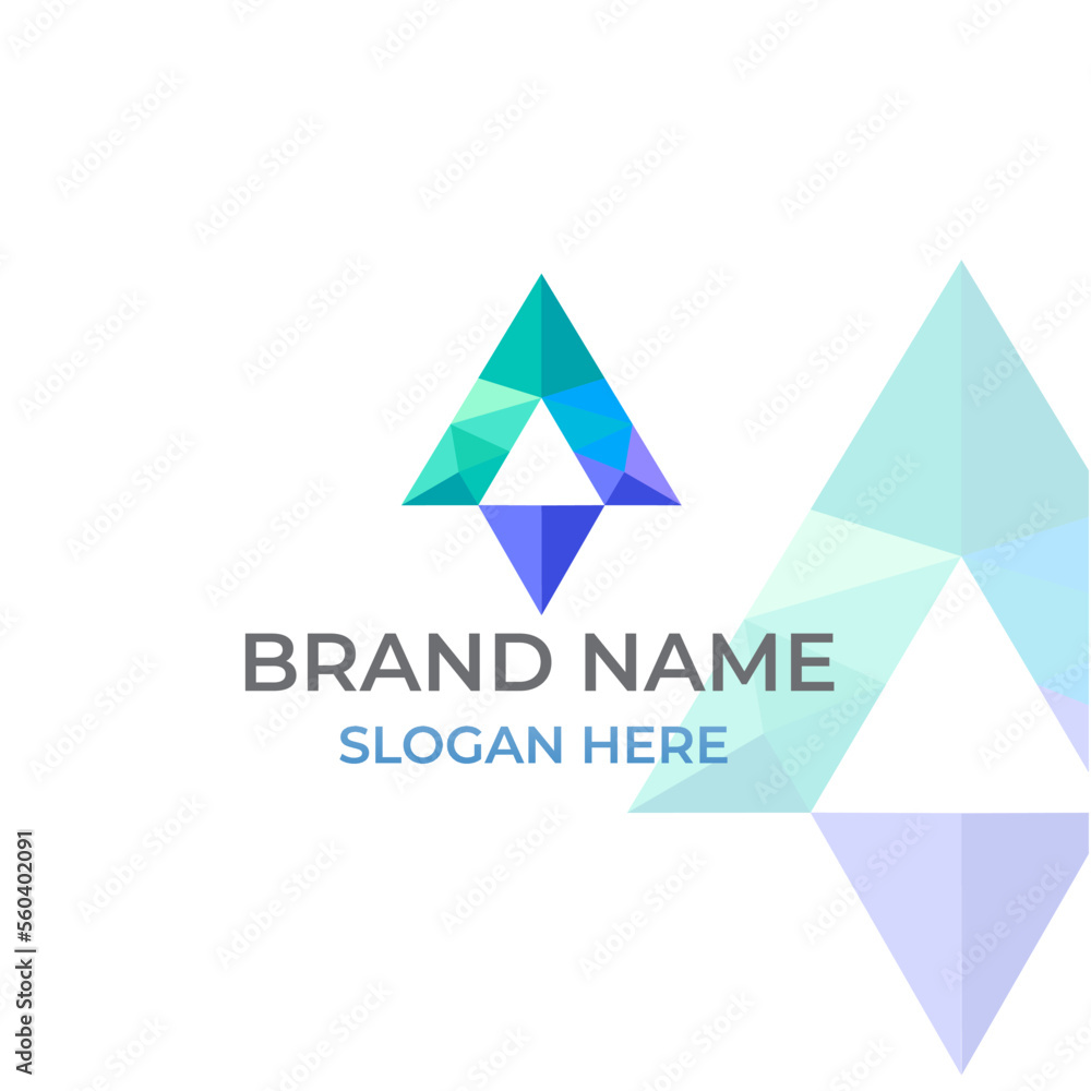 Fototapeta premium letter A technology logo design in polygon style