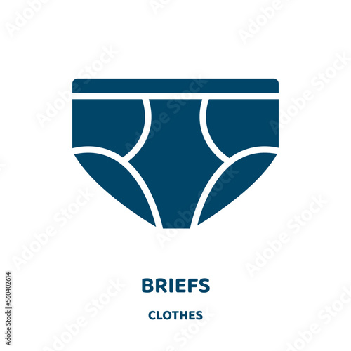 briefs vector icon from clothes collection. collection filled flat symbol for mobile concept and web design. Black brief glyph icon. Isolated sign, logo illustration. Vector graphics.