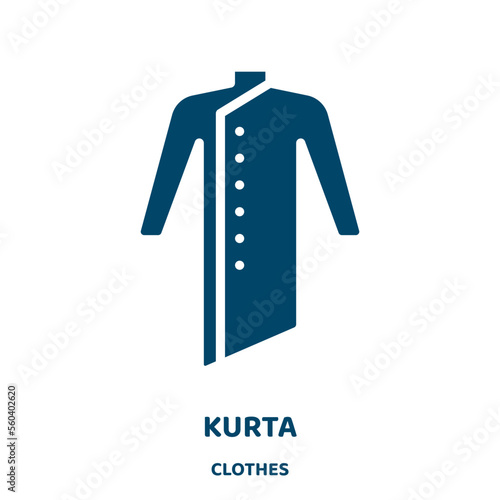 kurta vector icon from clothes collection. woman filled flat symbol for mobile concept and web design. Black traditional glyph icon. Isolated sign, logo illustration. Vector graphics.