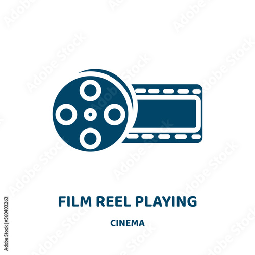 film reel playing vector icon from cinema collection. play filled flat symbol for mobile concept and web design. Black entertainment glyph icon. Isolated sign, logo illustration. Vector graphics.