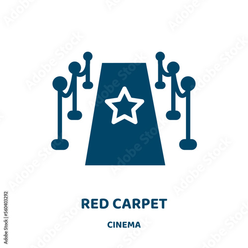 red carpet vector icon from cinema collection. carpet filled flat symbol for mobile concept and web design. Black entertainment glyph icon. Isolated sign, logo illustration. Vector graphics.