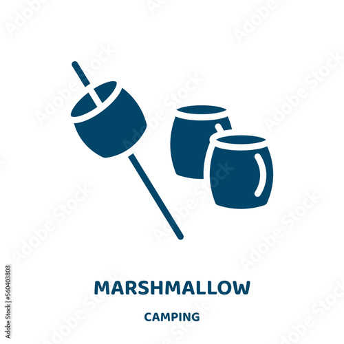 marshmallow vector icon from camping collection. camp filled flat symbol for mobile concept and web design. Black travel glyph icon. Isolated sign, logo illustration. Vector graphics.