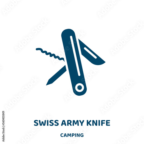 swiss army knife vector icon from camping collection. knife filled flat symbol for mobile concept and web design. Black swiss glyph icon. Isolated sign, logo illustration. Vector graphics.