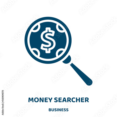 money searcher vector icon from business collection. search filled flat symbol for mobile concept and web design. Black searcher glyph icon. Isolated sign, logo illustration. Vector graphics.