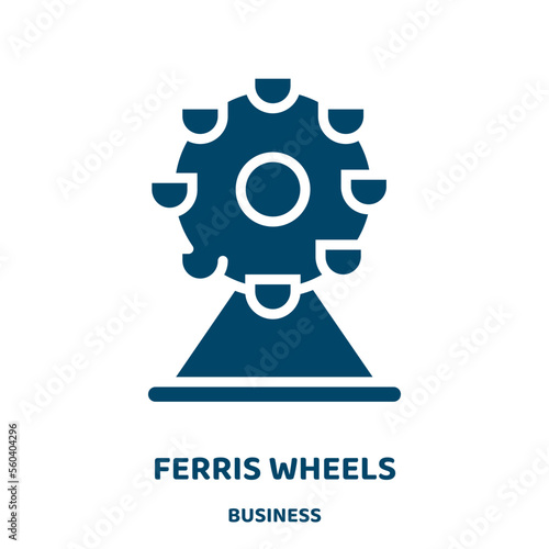 ferris wheels vector icon from business collection. entertainment filled flat symbol for mobile concept and web design. Black carousel glyph icon. Isolated sign, logo illustration. Vector graphics.