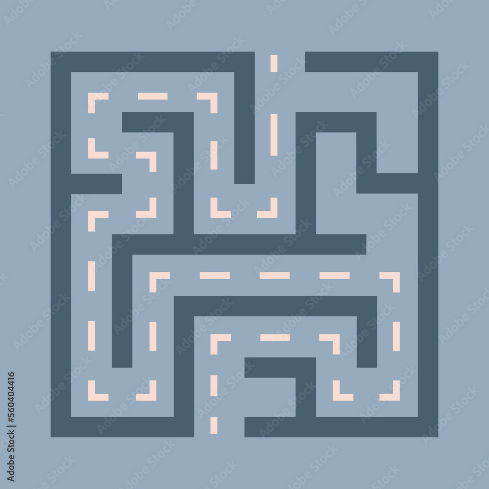 Abstract maze. Find right way. Isolated simple square maze black line on white background. Vector illustration. Abstract maze. Find right way. Isolated simple square maze black line on white background. Vector illustration.